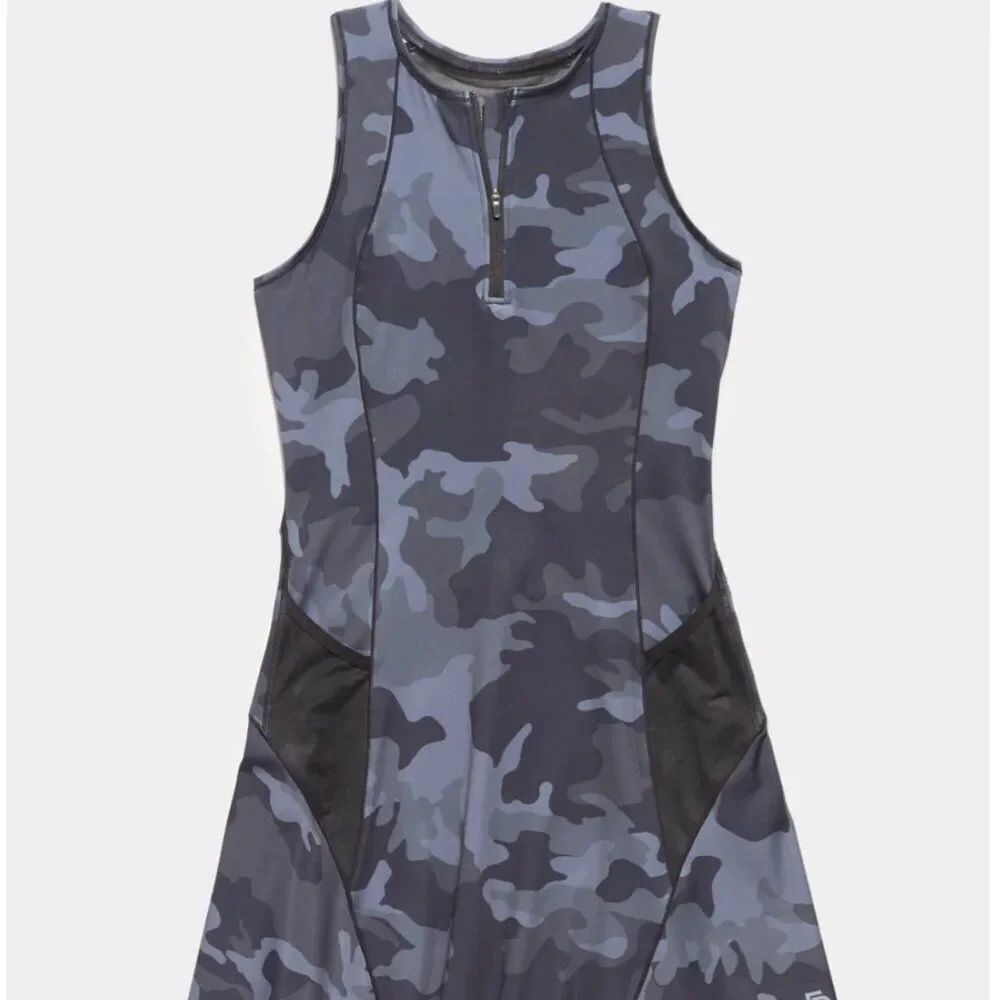 Flint Park Black and Gray Camo high neck Ace Tennis dress XXS NWT